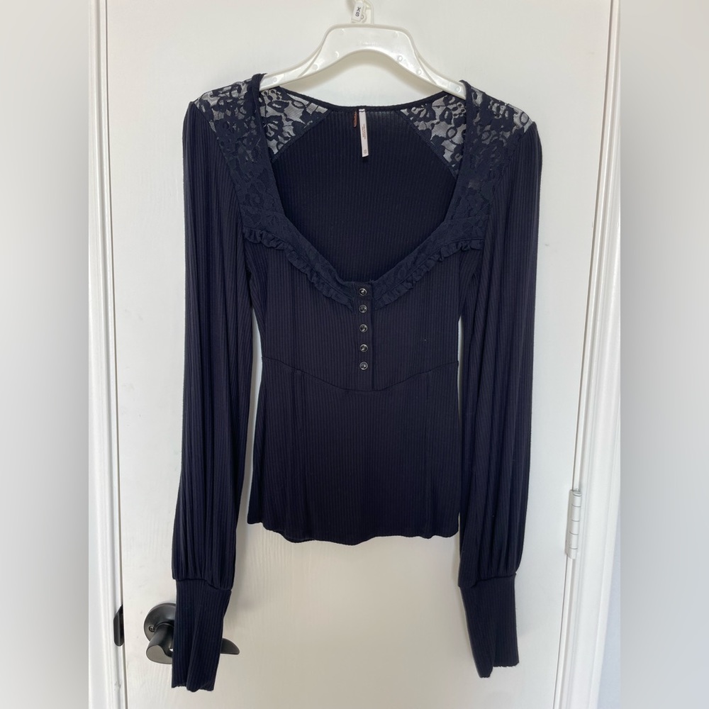 Navy blue long sleeve top